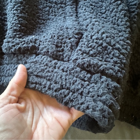 Aerie Black Sherpa Pullover Jacket Small Soft Warm 3/4 Zip with Kangaroo Pocket - Picture 5 of 7